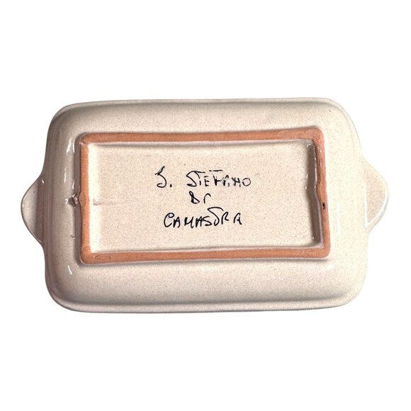 Vtg Italian Ceramic Rectangular Tray Celestial Sun Lemon Design Signed Stefano - Picture 3 of 9